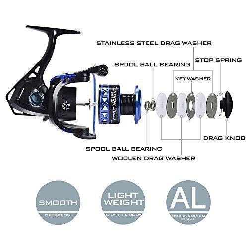 Amazon.com: KastKing Summer and Centron Spinning Reels, 9 +1 BB Light Weight, Ultra Smooth Powerful, 500 Size is Perfect for Ice Fishing: Sports & Outdoors