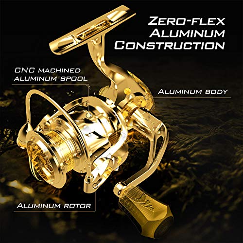 Amazon.com : KastKing Sharky III Gold Fishing Reel, Zero-Flex Aluminum Body Spinning Reel, 39.5 Lbs Carbon Drag, 10+1 Double Shielded Ball Bearings, 5.2:1 Gear Ratio, Inshore or Freshwater. : Sports & Outdoors